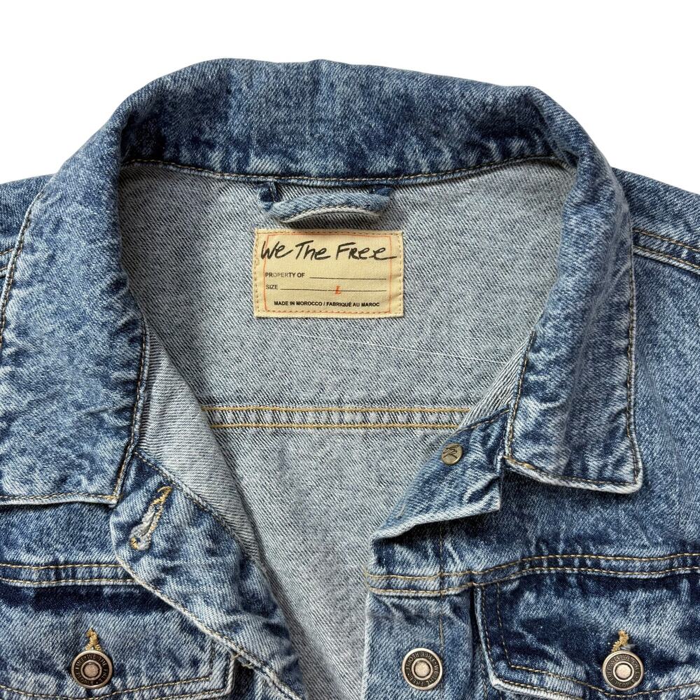 Free People We The Free Rumors Cropped Denim Jacket 100%Cotton Classic/Modern - Picture 2 of 16
